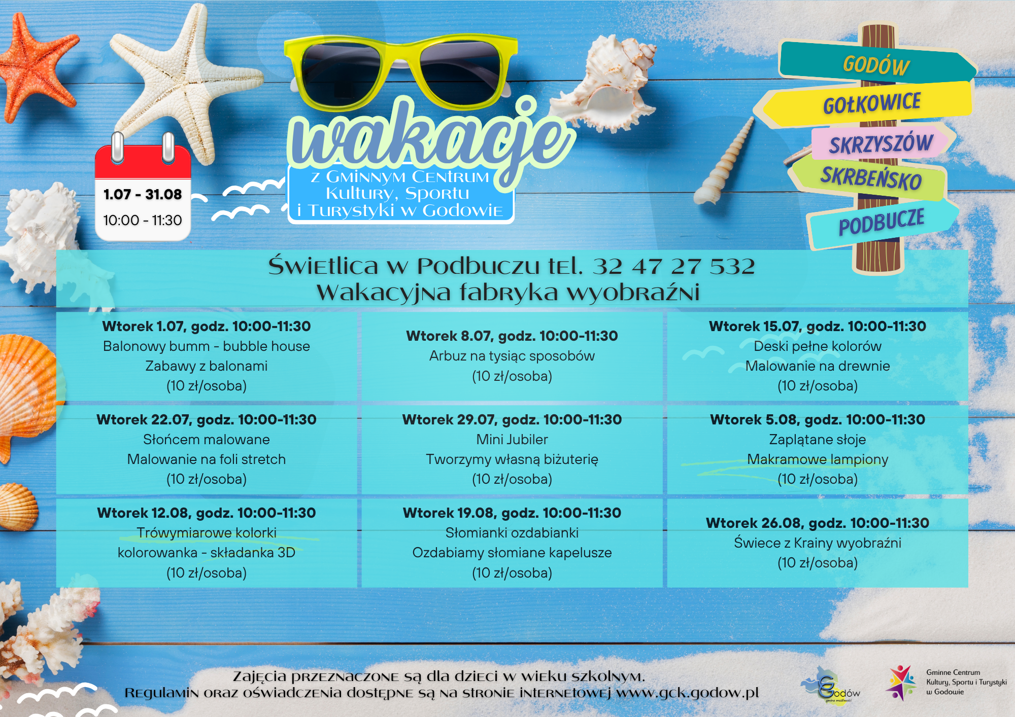 Plakat - wakacje z Świetlicą w Podbuczu